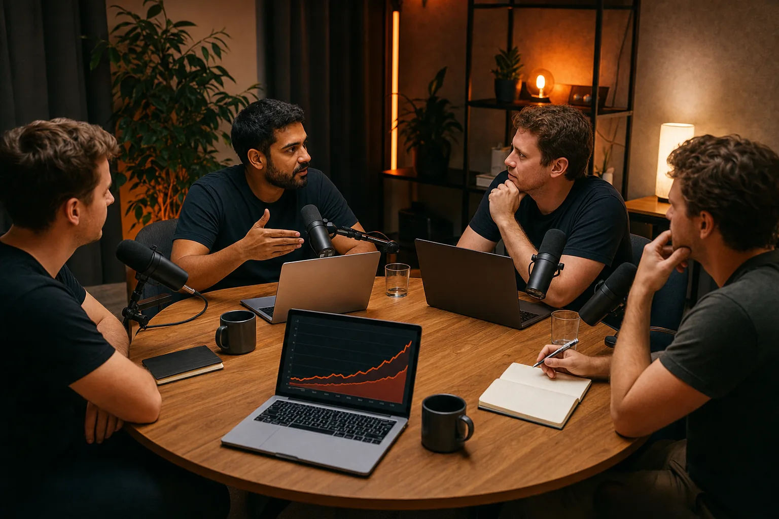SaaS founders using a podcast learning habit to discuss MRR growth