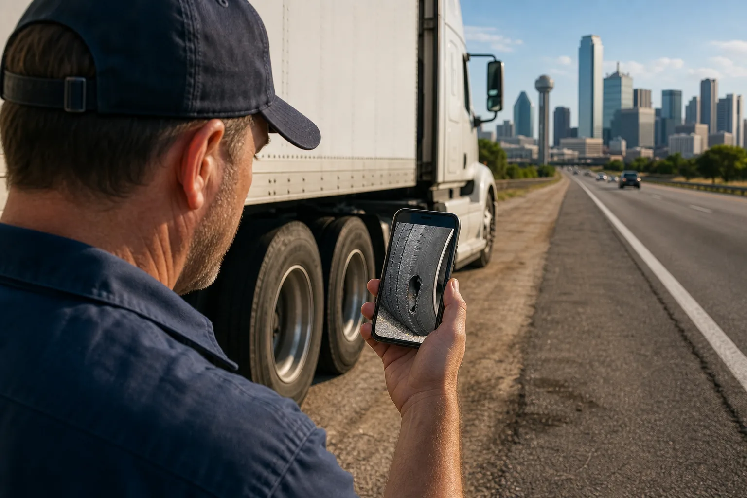 Commercial truck tire damage identification.
