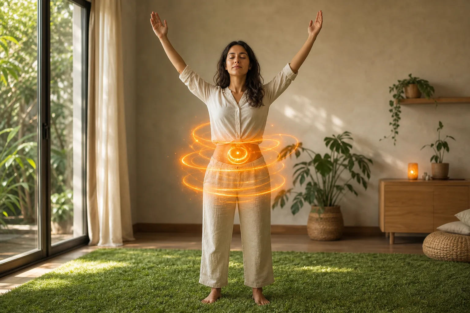Orange aura cleansing at home, sacral chakra balancing