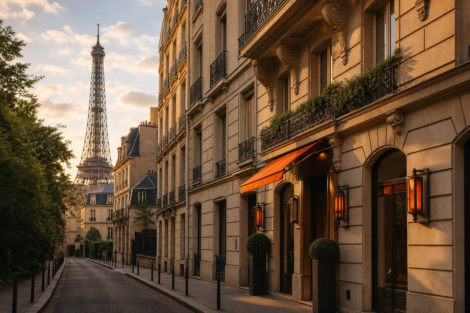 6th arrondissement Paris hotel area with Eiffel Tower view