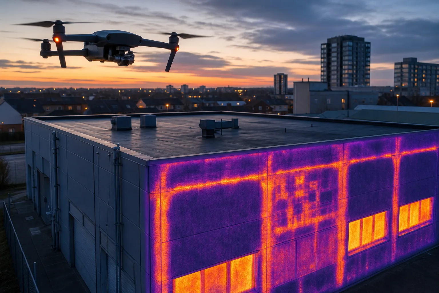 Drone thermal inspection of building envelope