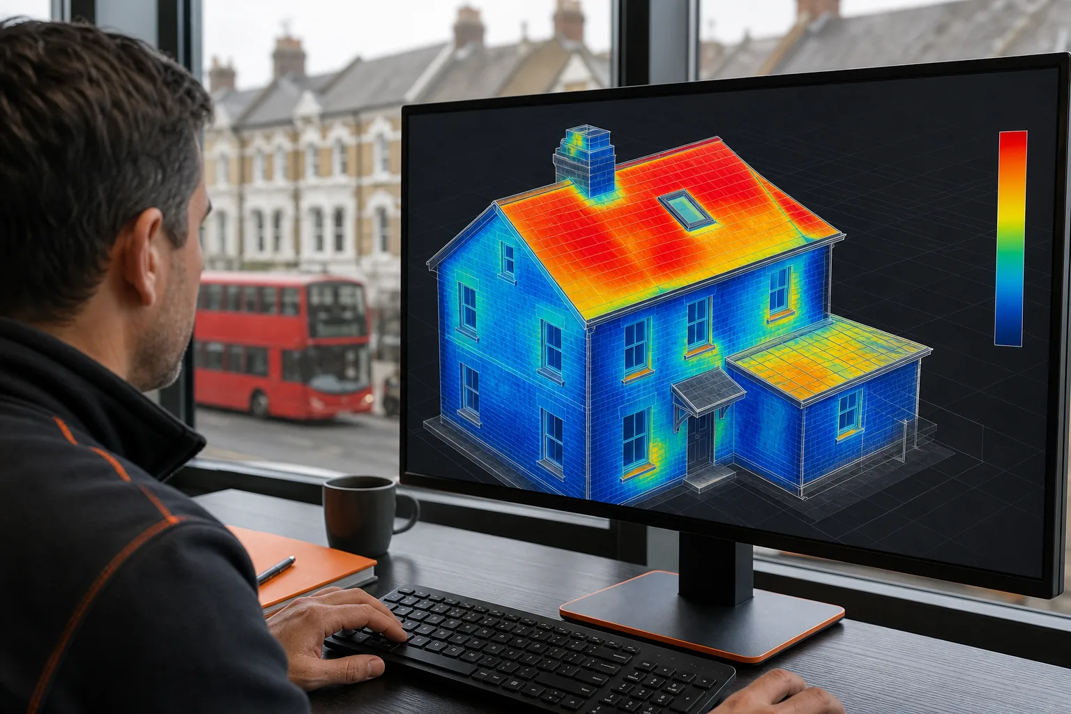 3D model with thermal data for building envelope inspection