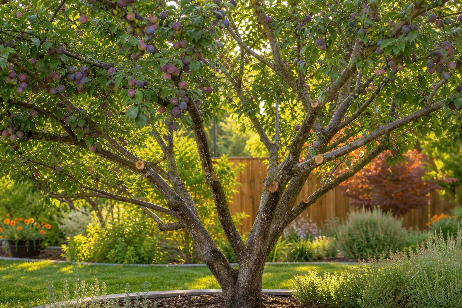 How to Prune Plum Trees: Step-by-Step Guide 2 Open-center plum tree canopy shaped for light and airflow.
