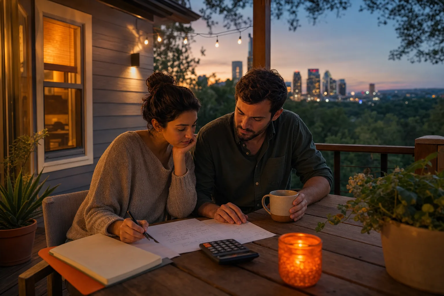 Austin homebuyer calculating full monthly mortgage payment before locking a rate.