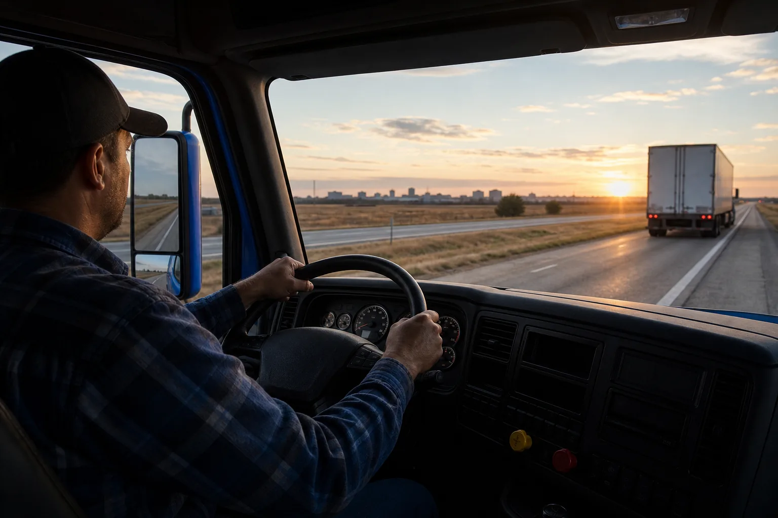 18‑wheeler driver maintaining control after tire blowout