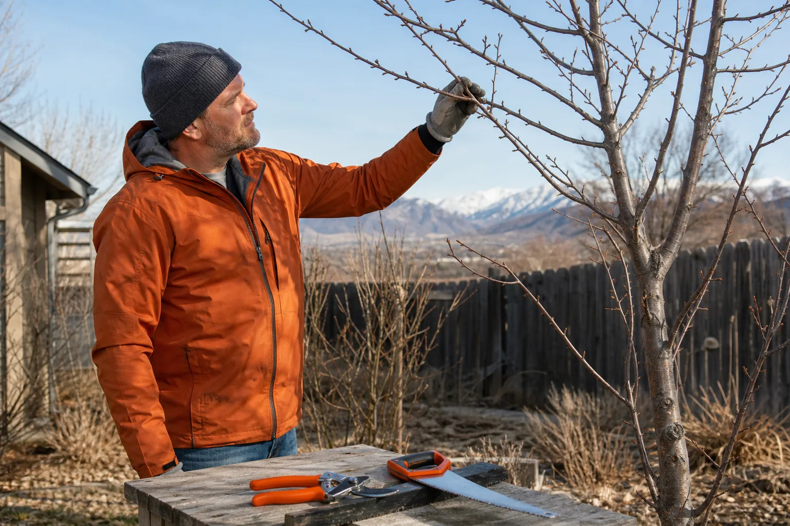How to Prune Cherry Trees: Step-by-Step Guide 1 homeowner preparing tools to prune a cherry tree