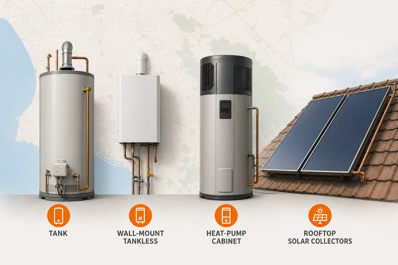 Comparison of water heater system types for energy efficiency.