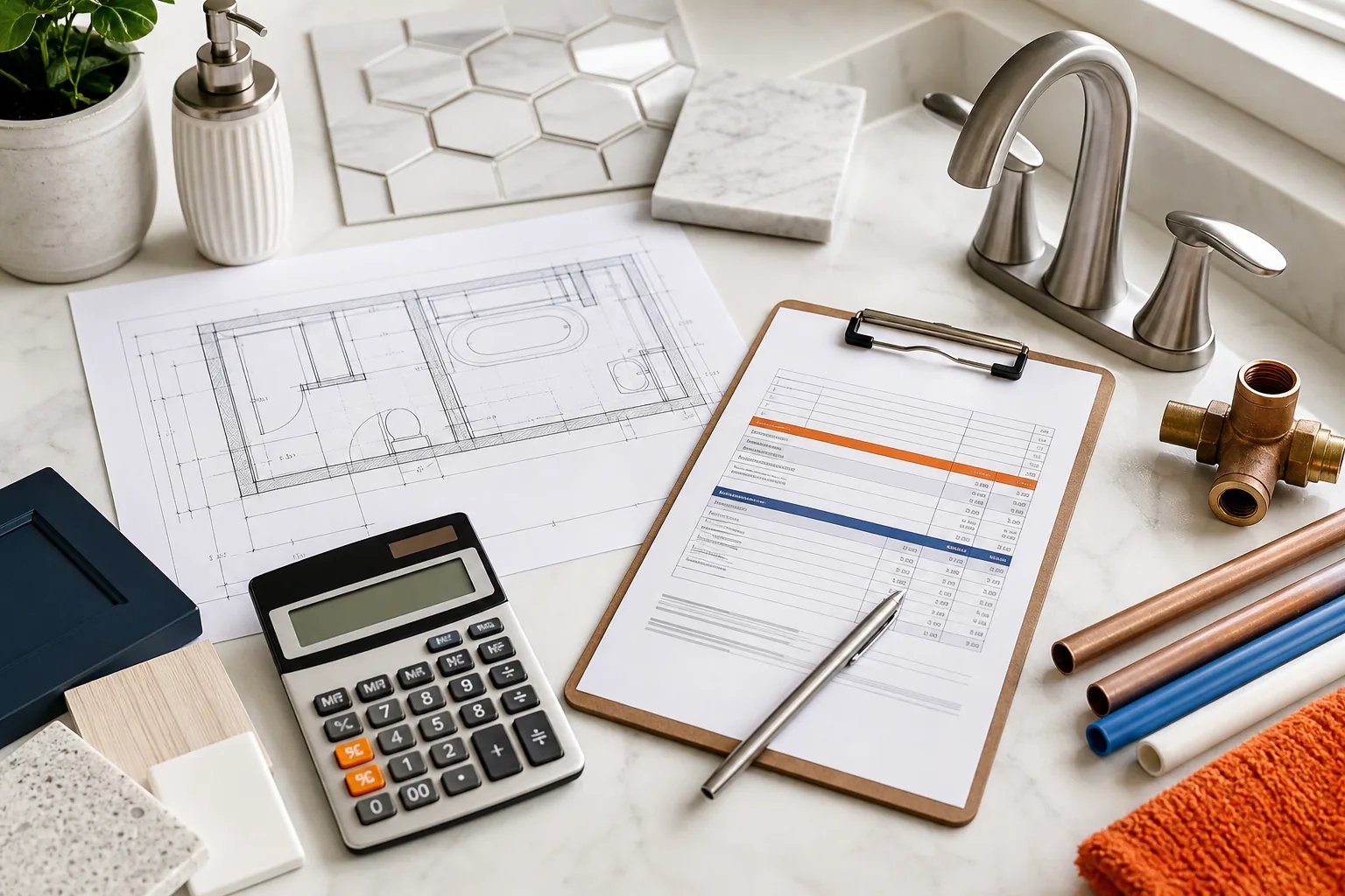 Orange County bathroom remodel budget and plumbing quote