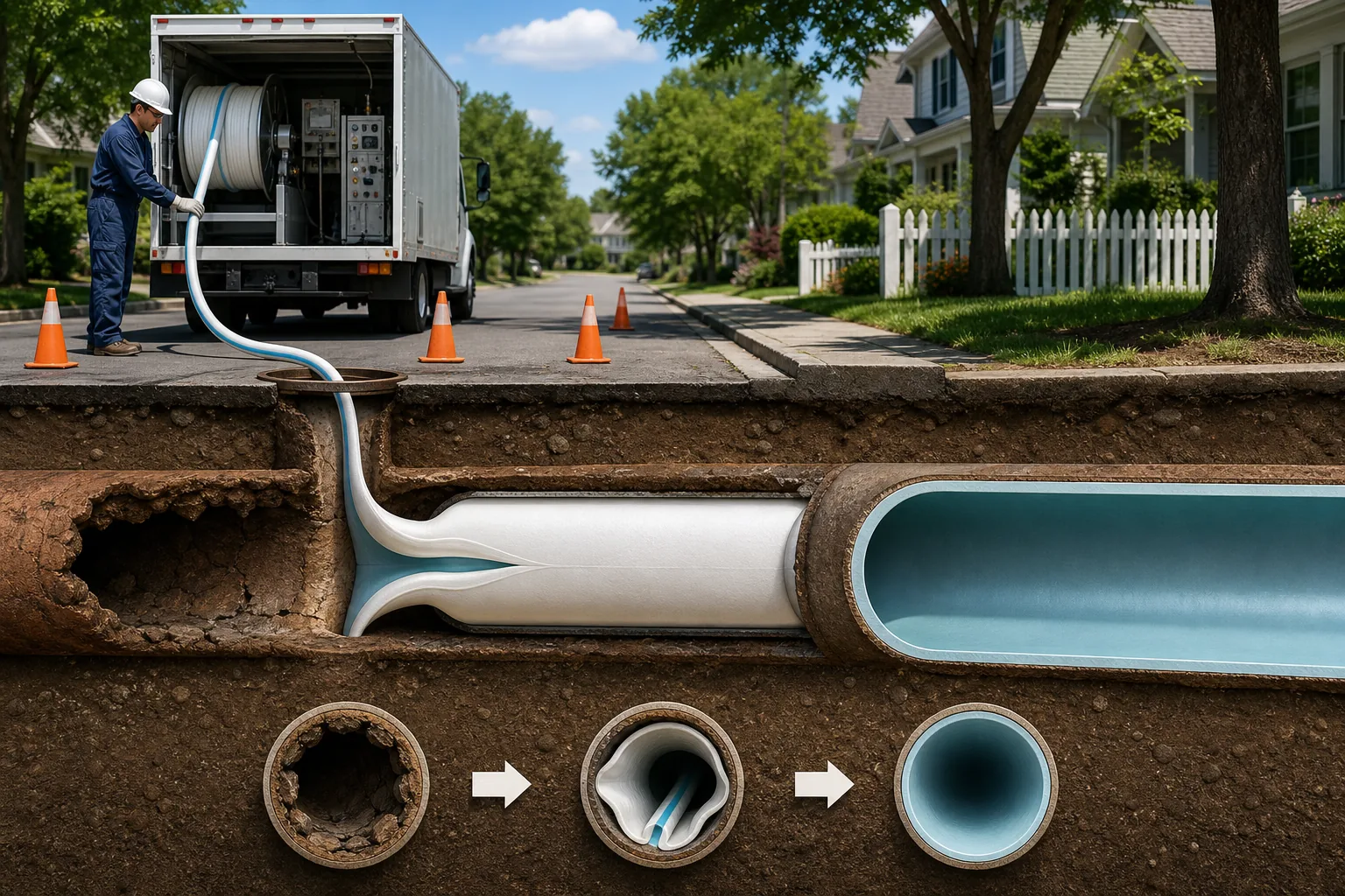 Pipe Lining (Cured‑in‑Place): visual reference for 3. Pipe Lining (Cured‑in‑Place) , Smooth pipe restoration