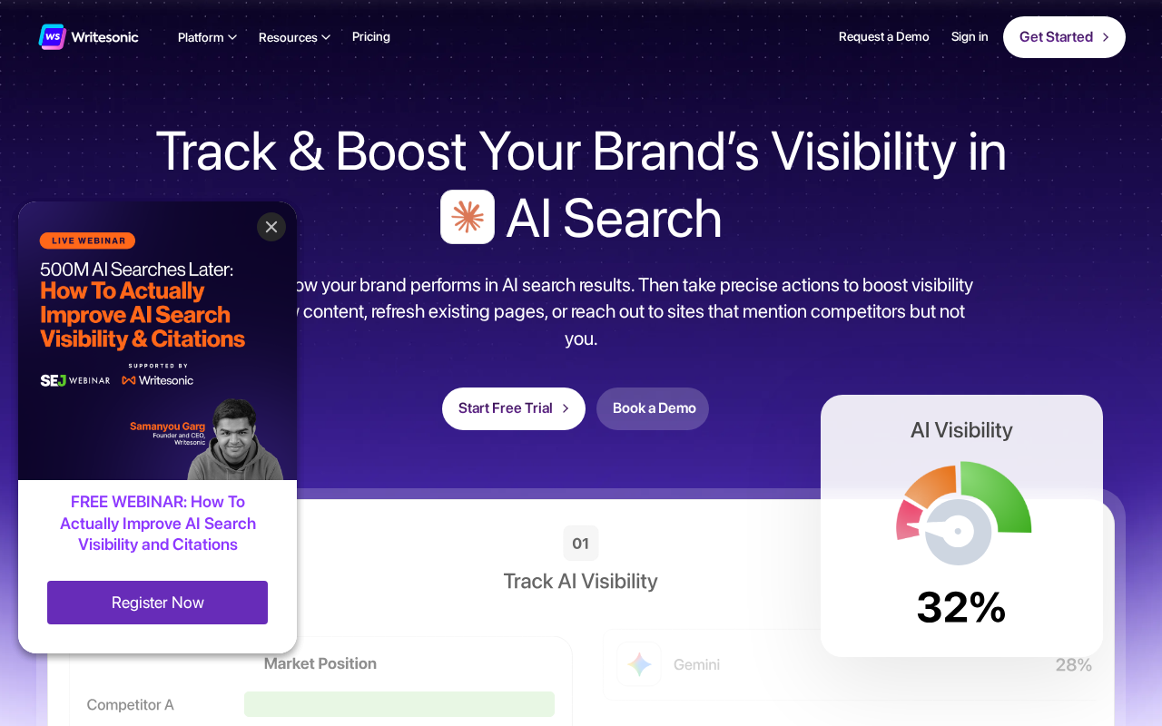 Writesonic homepage screenshot