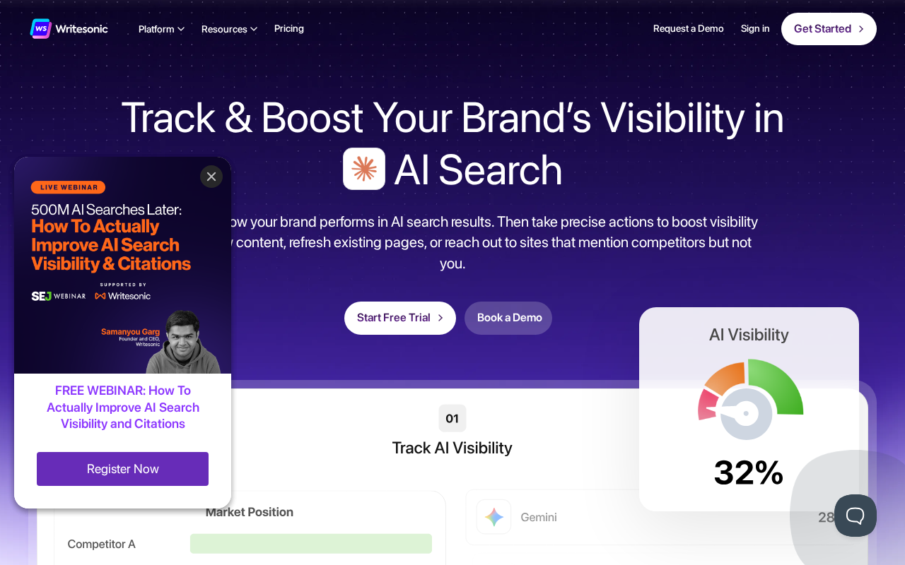 Writesonic homepage screenshot