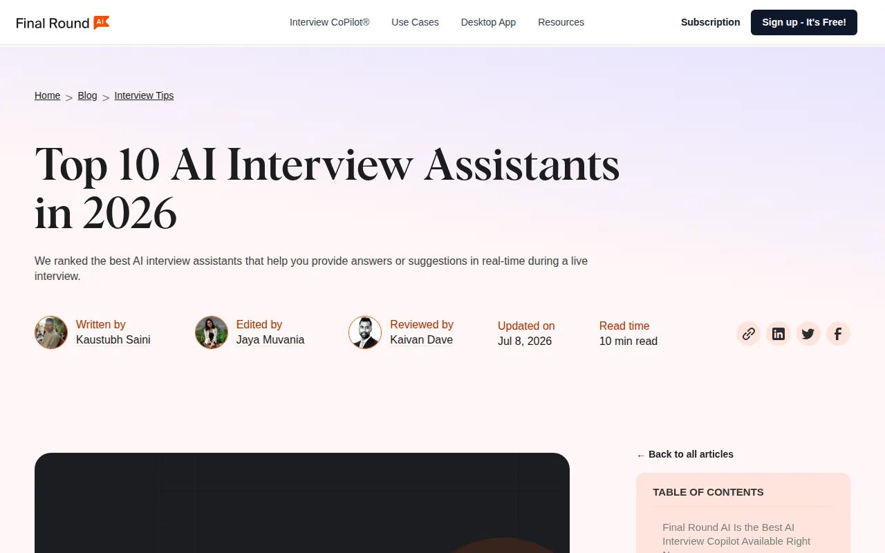 Final Round AI: visual reference for 2. Final Round AI — Multi-Stage Interview Support for Mid to Senior Engineers