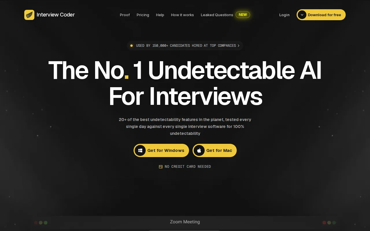 Interview Coder: visual reference for 3. Interview Coder — Stealth Coding Help for Intensive Technical Rounds