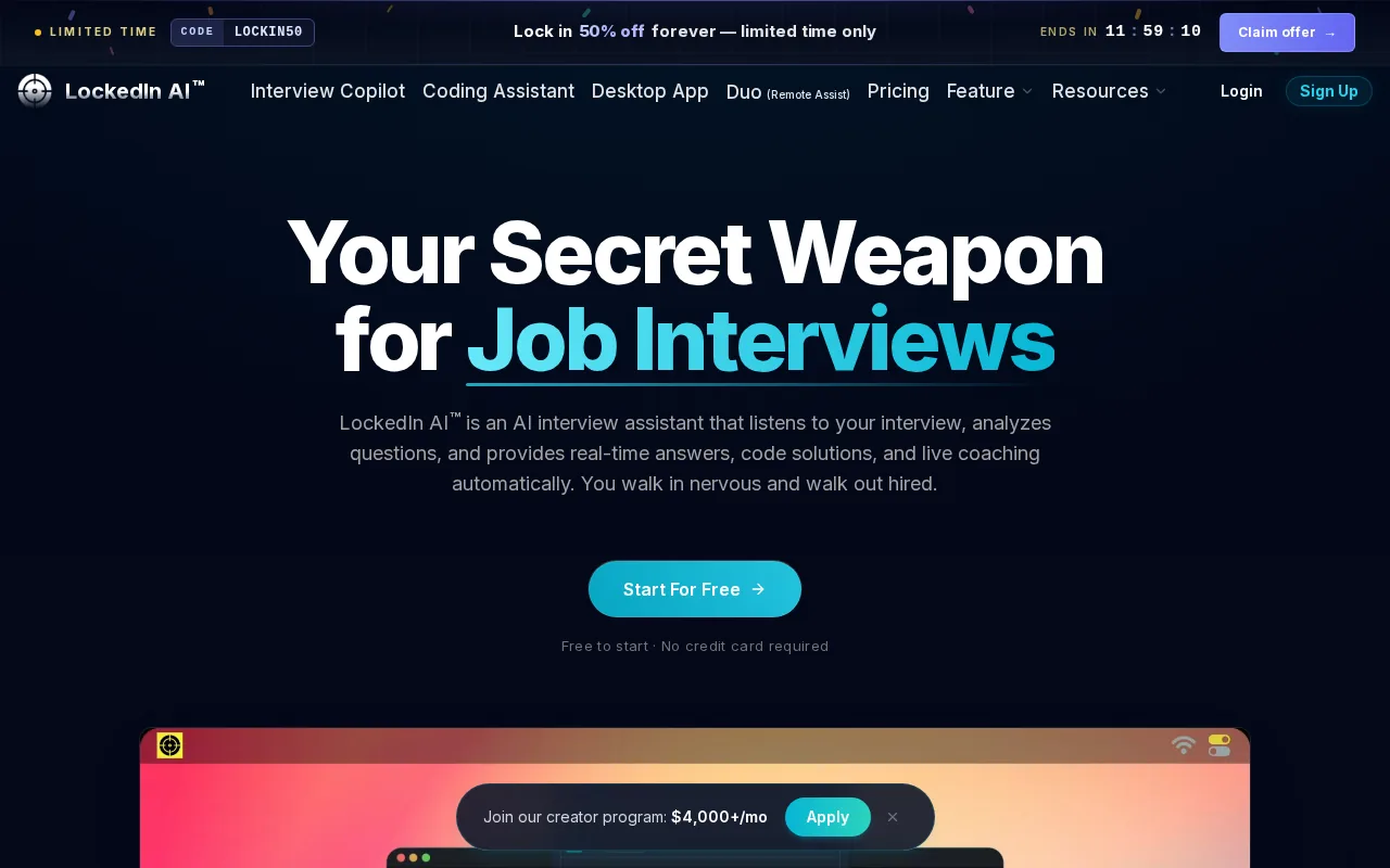 LockedIn AI: visual reference for 5. LockedIn AI — Versatile Support for Engineers and Product Managers