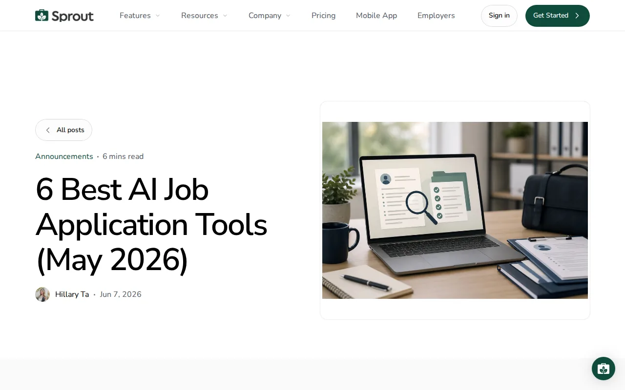 Screenshot of the Sprout website