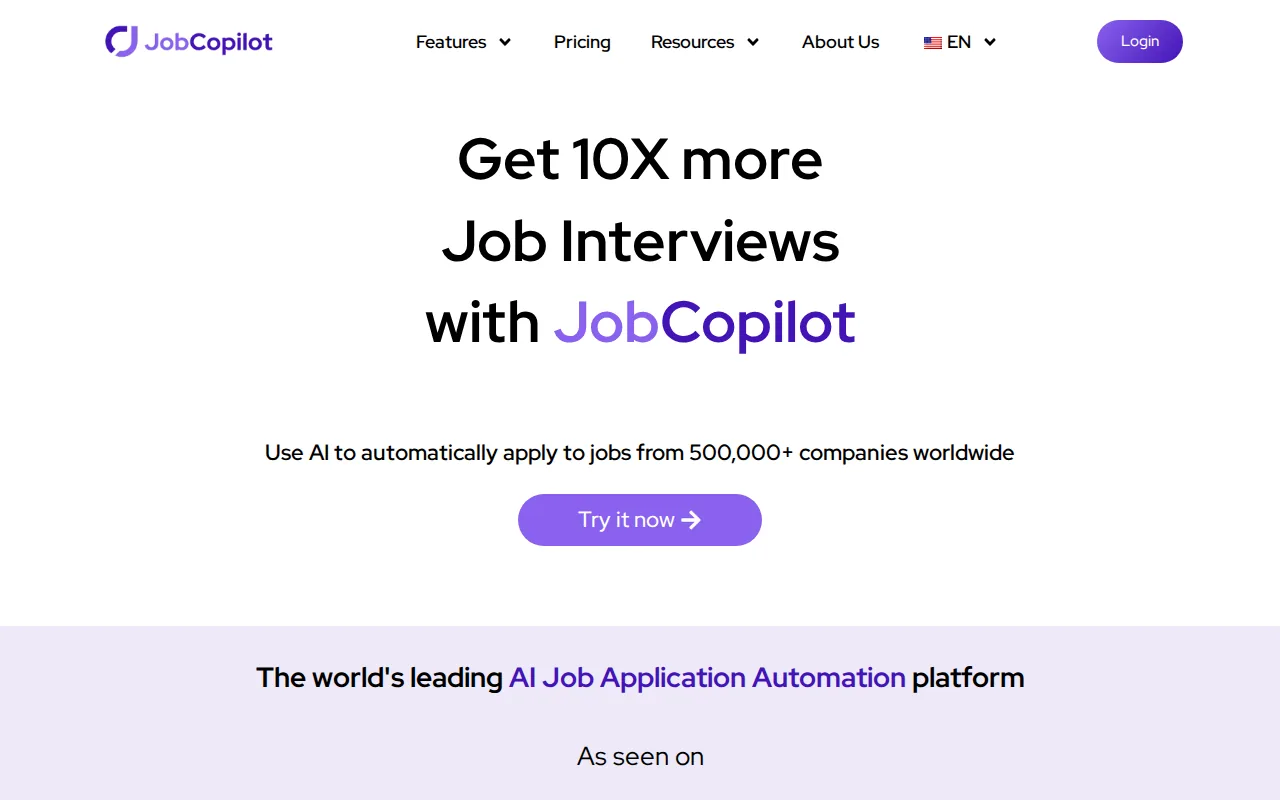 Screenshot of the JobCopilot website