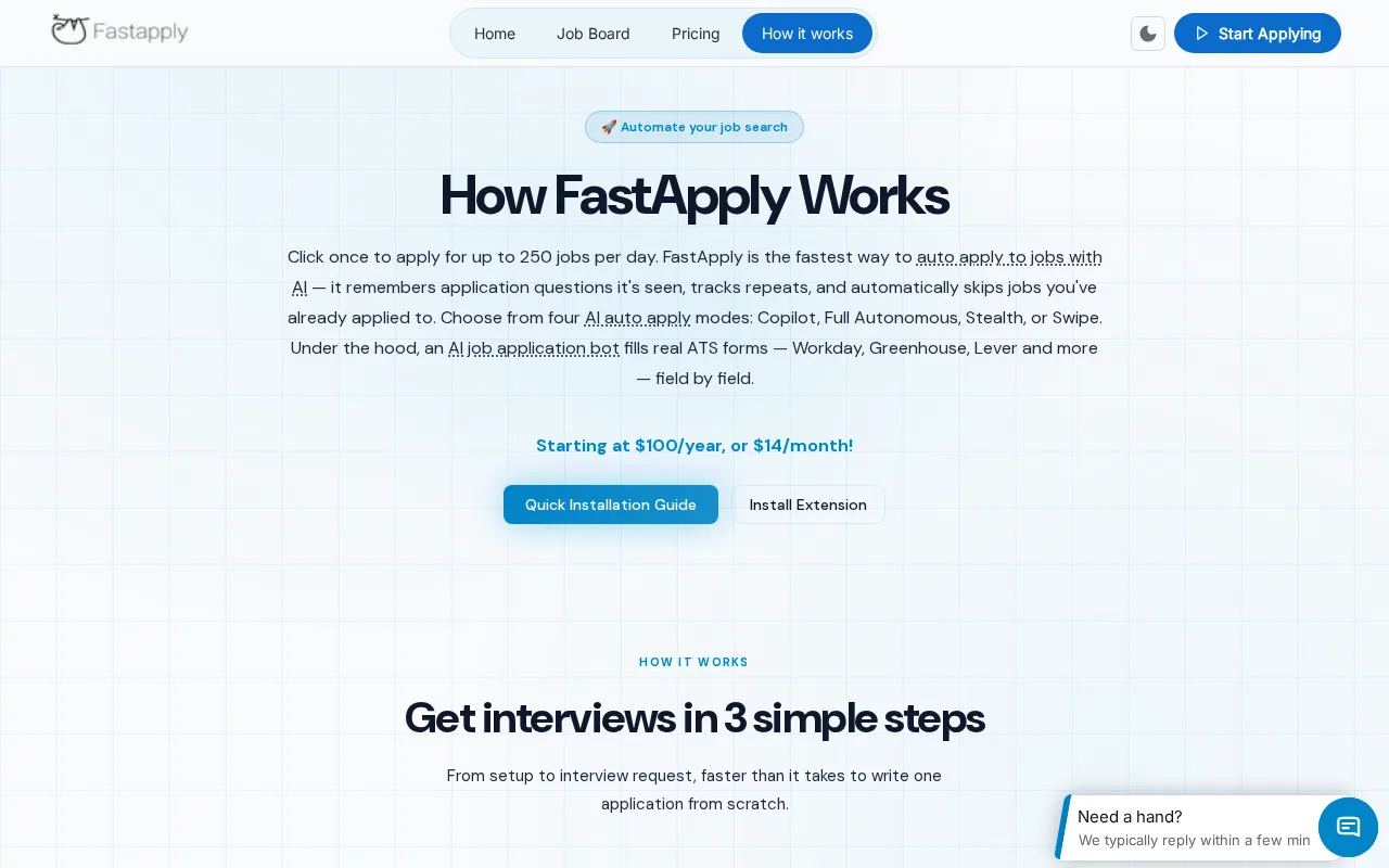Screenshot of the FastApply website