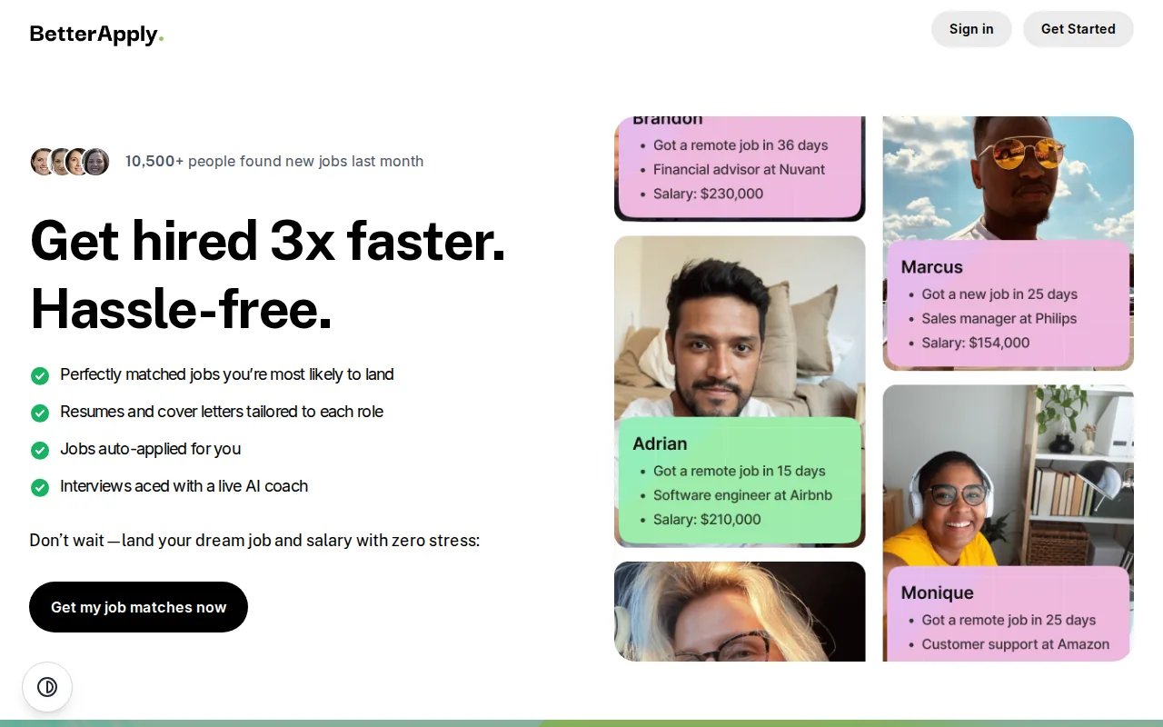 Screenshot of the BetterApply website
