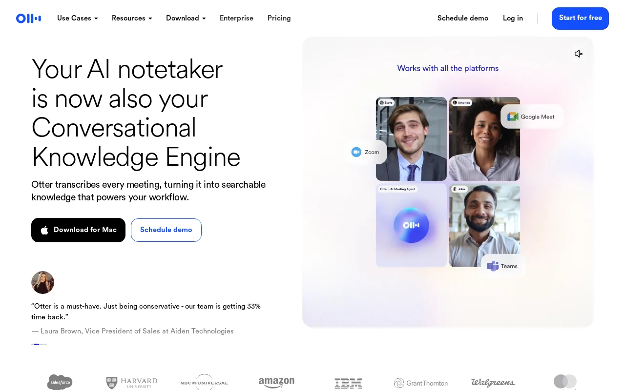 Screenshot of the Otter.ai website
