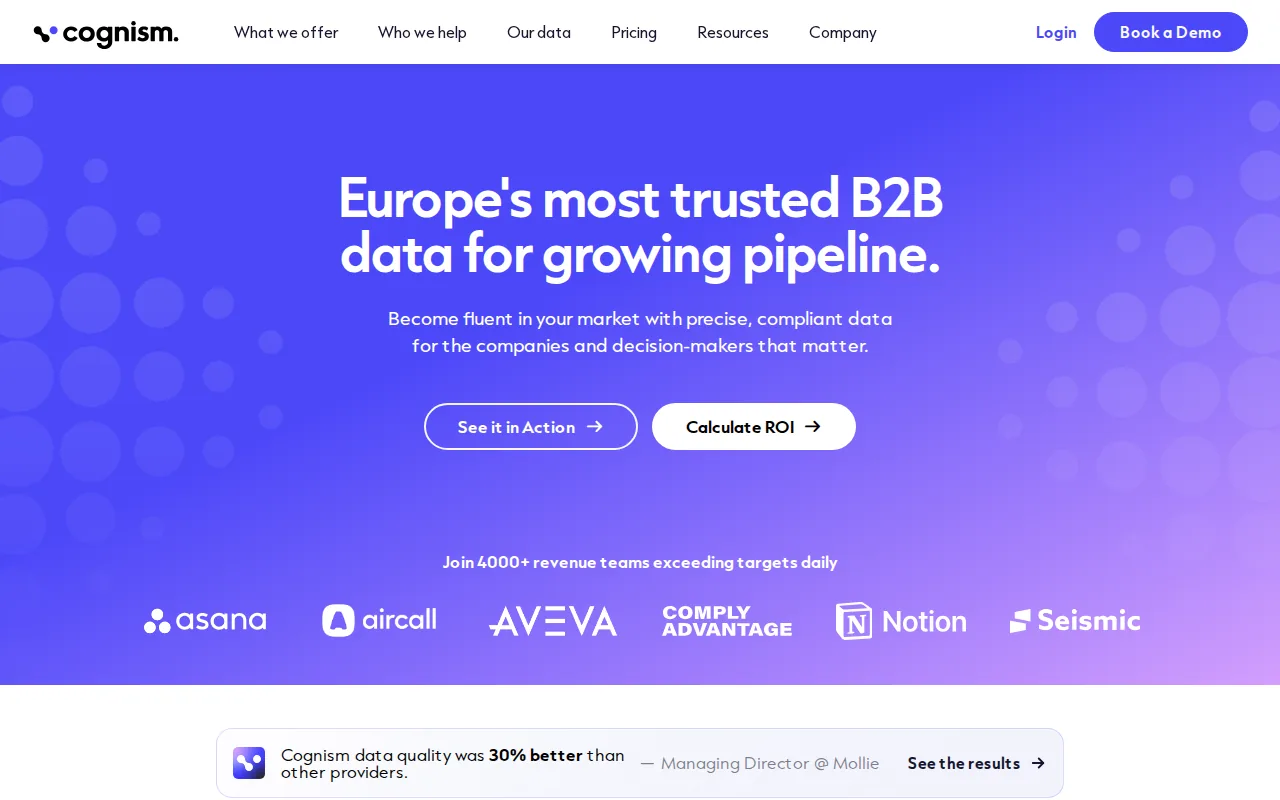 Screenshot of the Cognism website