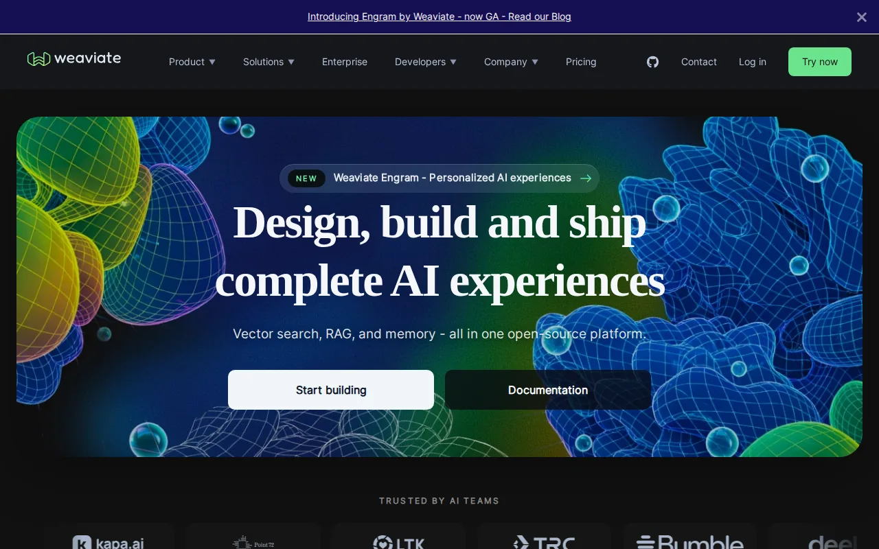 Screenshot of the Weaviate website