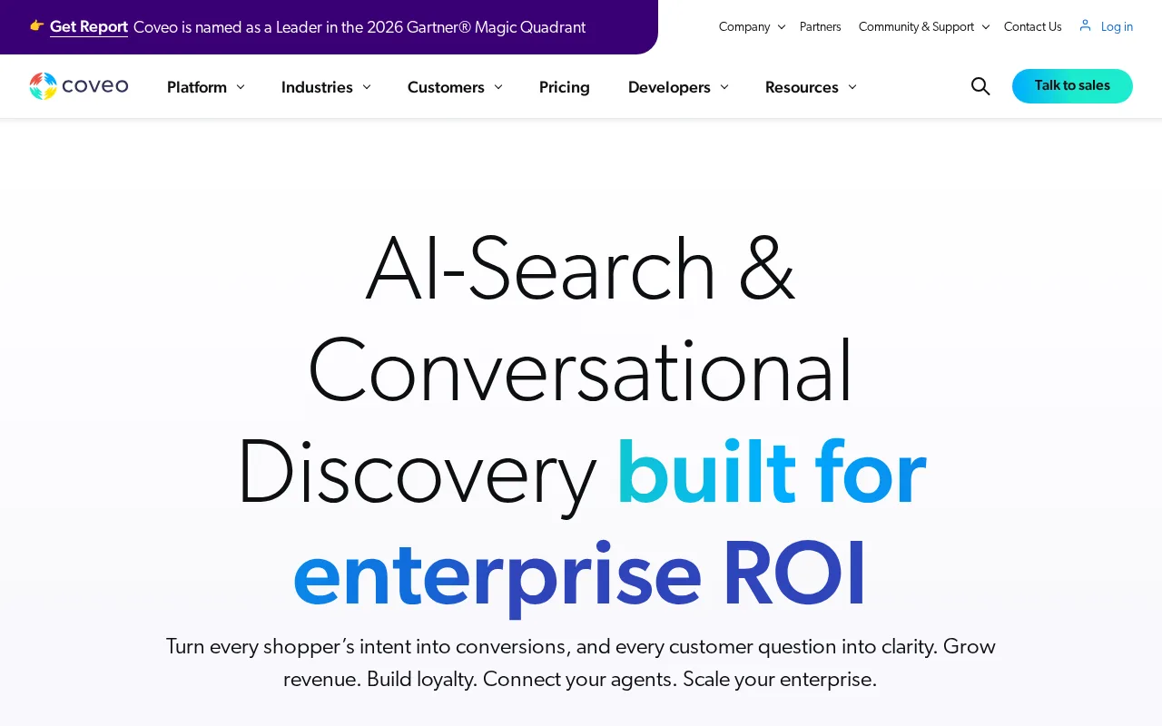 Screenshot of the Coveo website