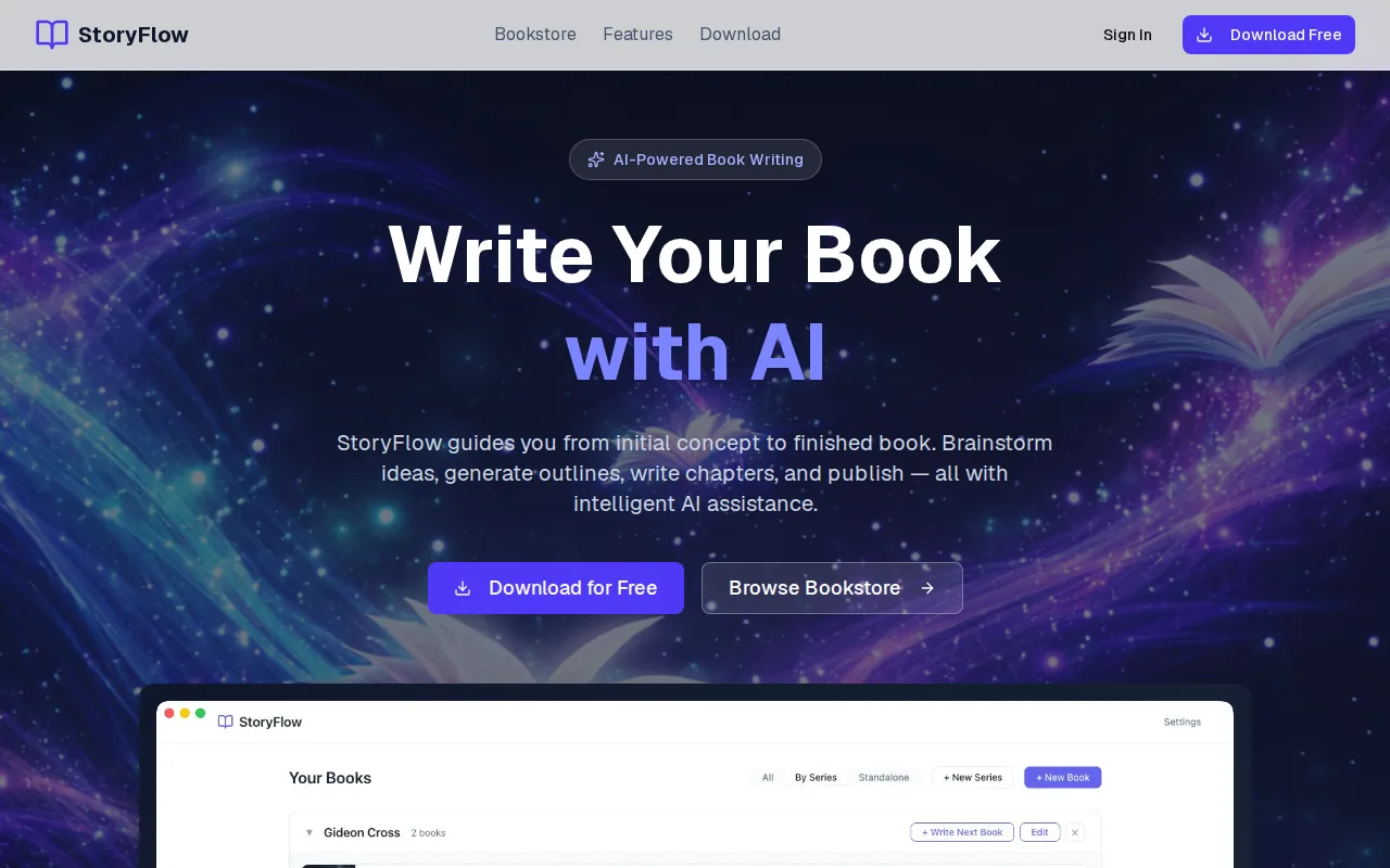 Storyflow: visual reference for 2. Storyflow, Best for Book-Level Outlining and Structure