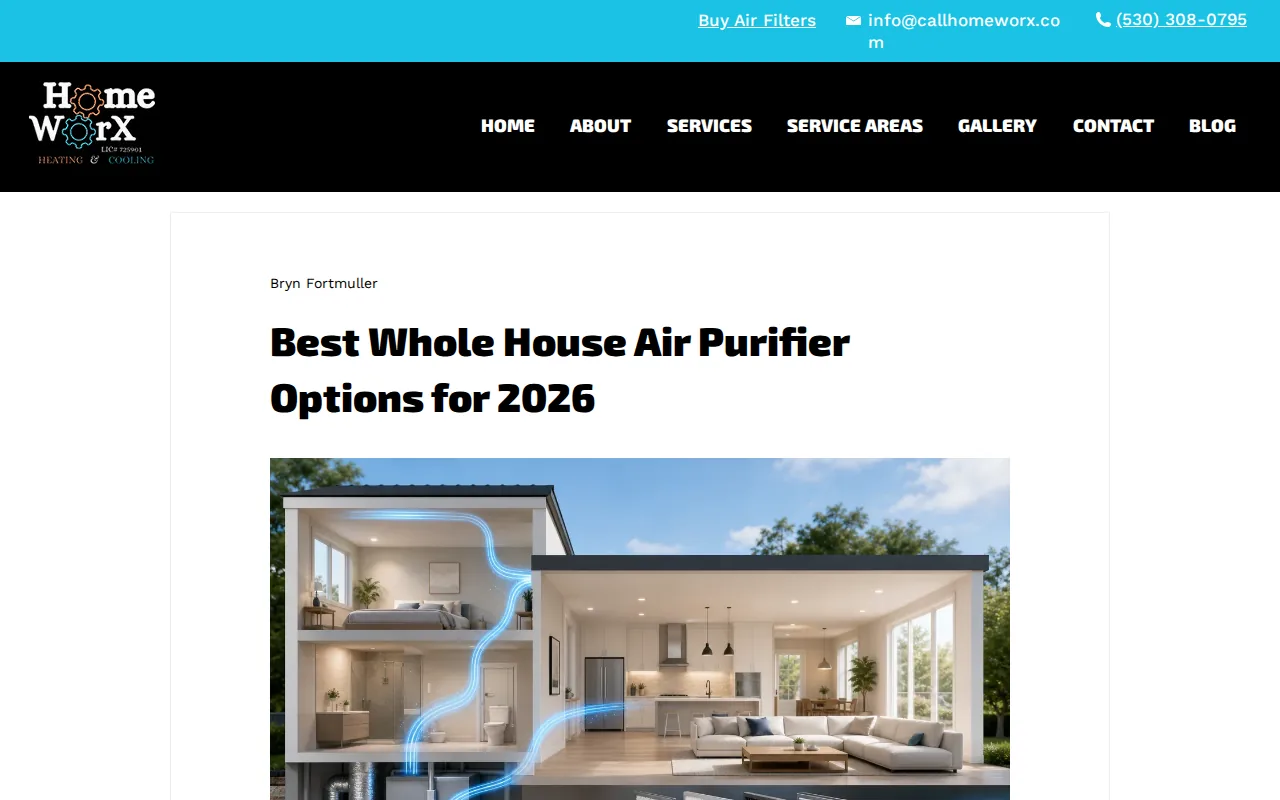 Screenshot of the Home Worx Heating and Cooling website