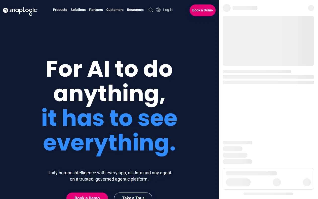 Screenshot of the SnapLogic website