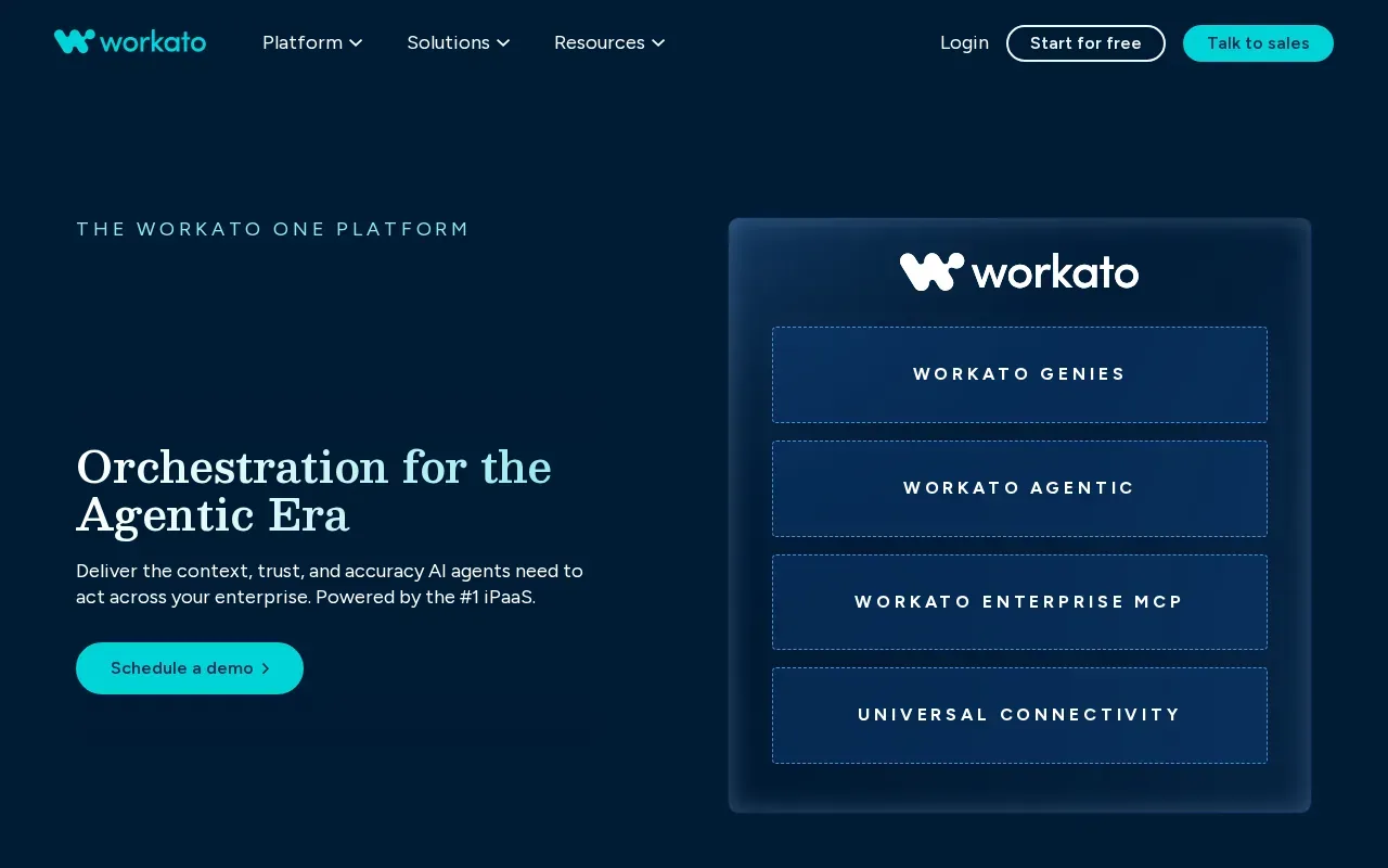 Screenshot of the Workato website