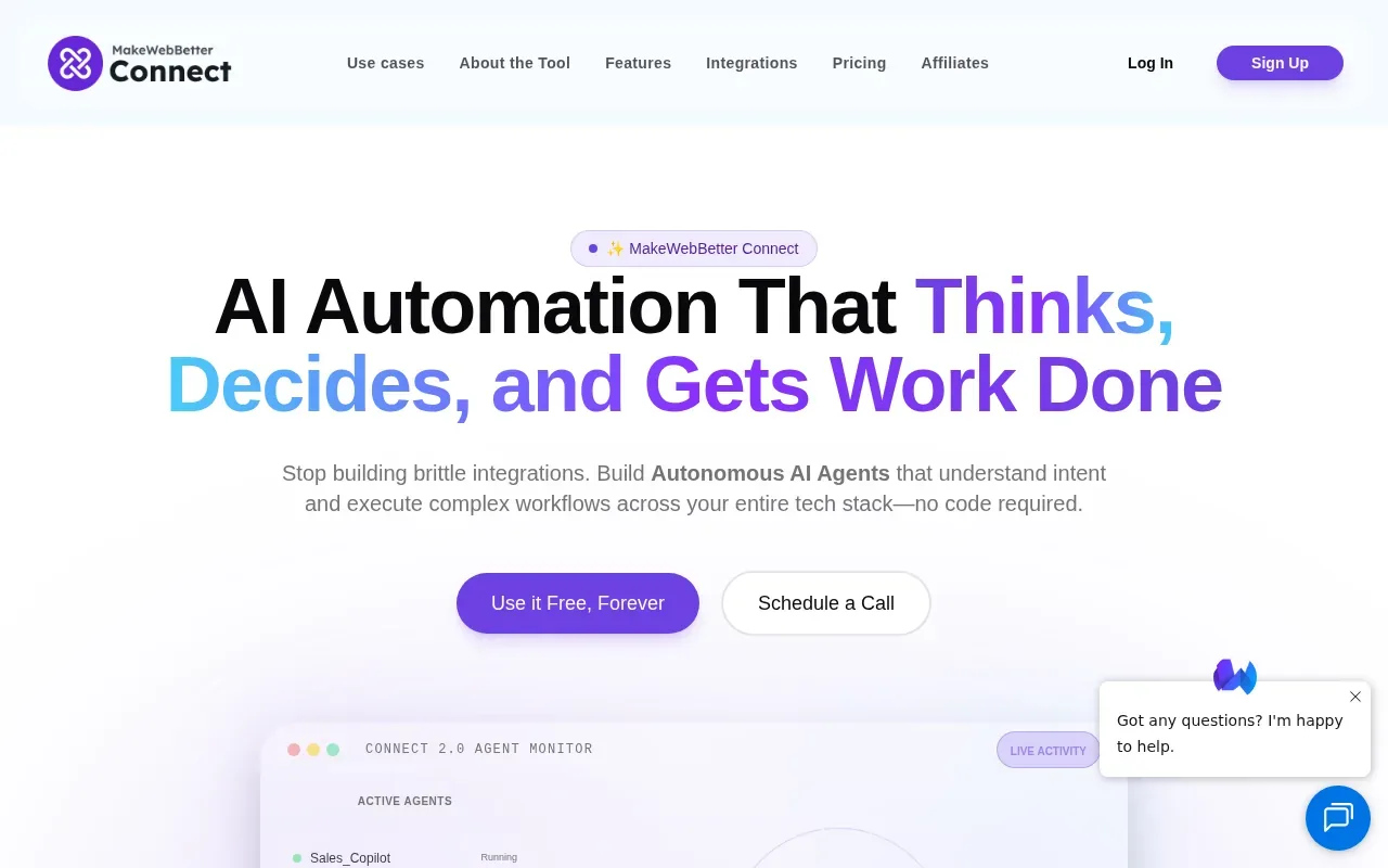 Screenshot of the MakeWebBetter Connect website