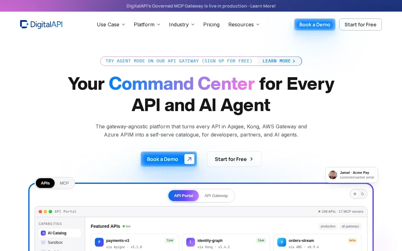 Screenshot of the DigitalAPI website