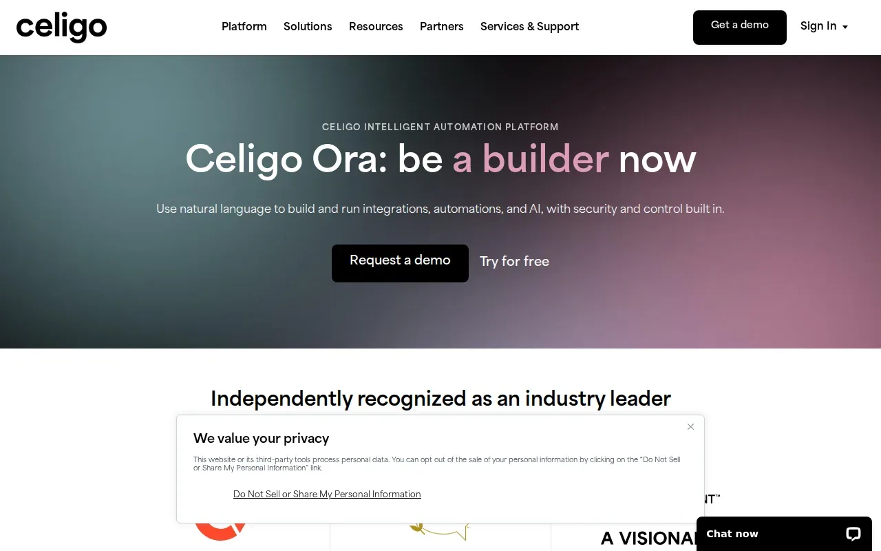Screenshot of the Celigo website
