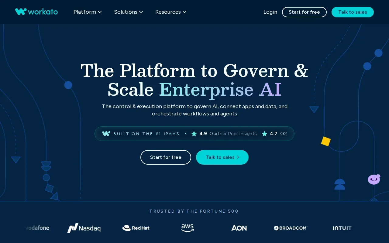 Screenshot of the Workato website