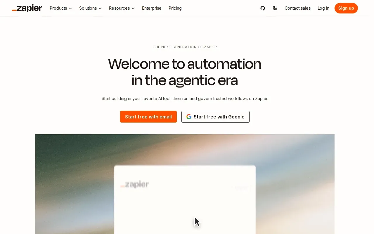 Screenshot of the Zapier website