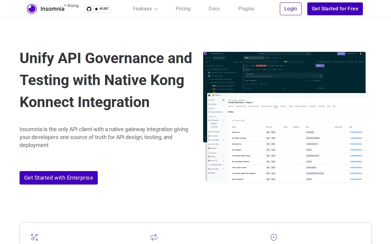 Screenshot of the Insomnia by Kong website