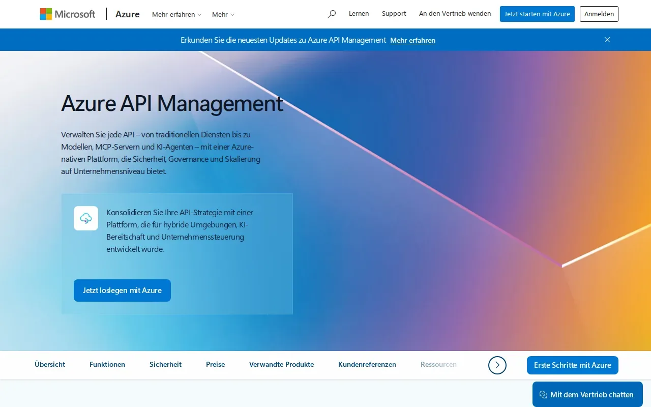 Screenshot of the Azure API Management by Microsoft website