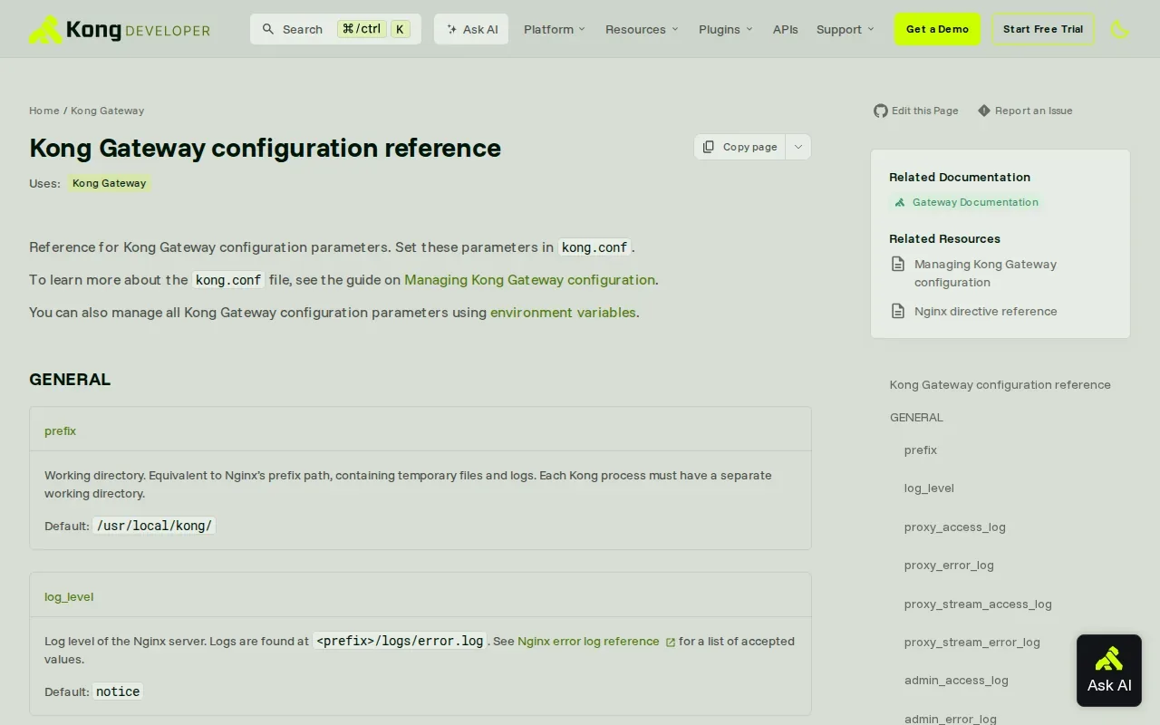 Screenshot of the Kong Gateway website