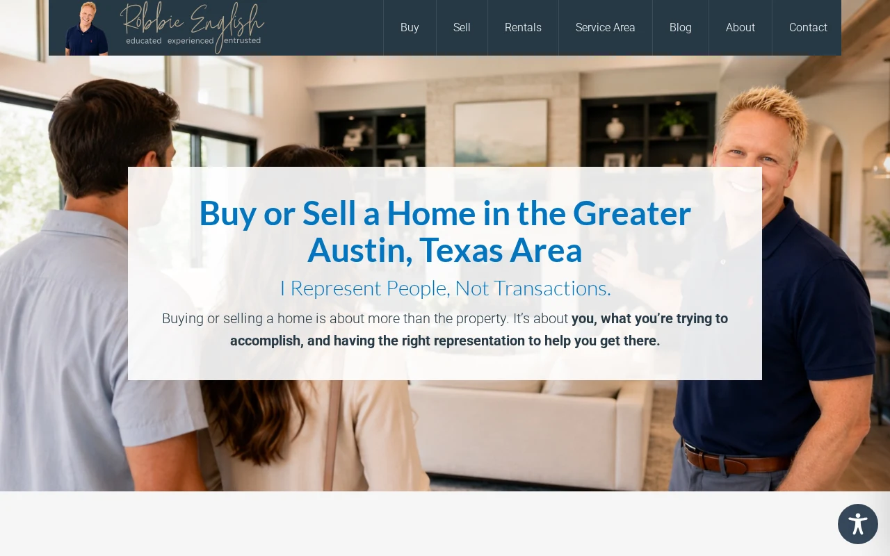 Screenshot of the Robbie English website