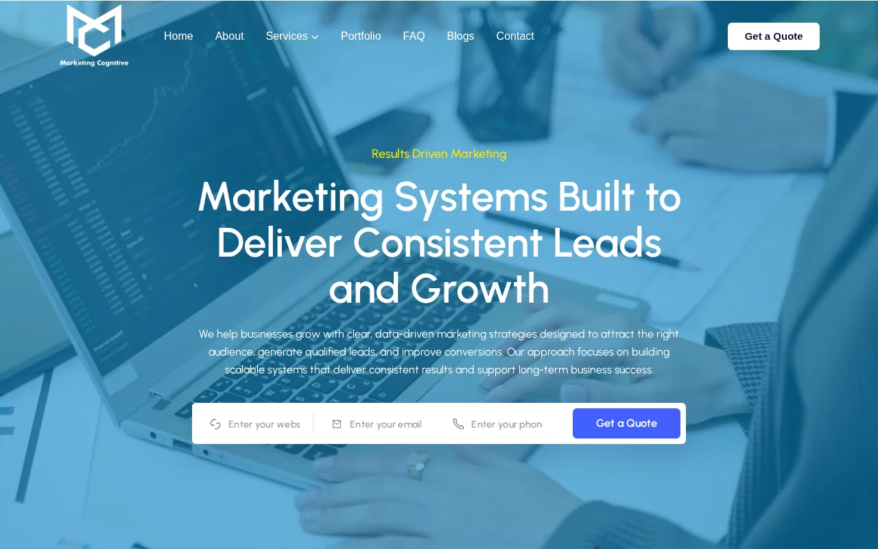 Screenshot of the Marketing Cognitive website