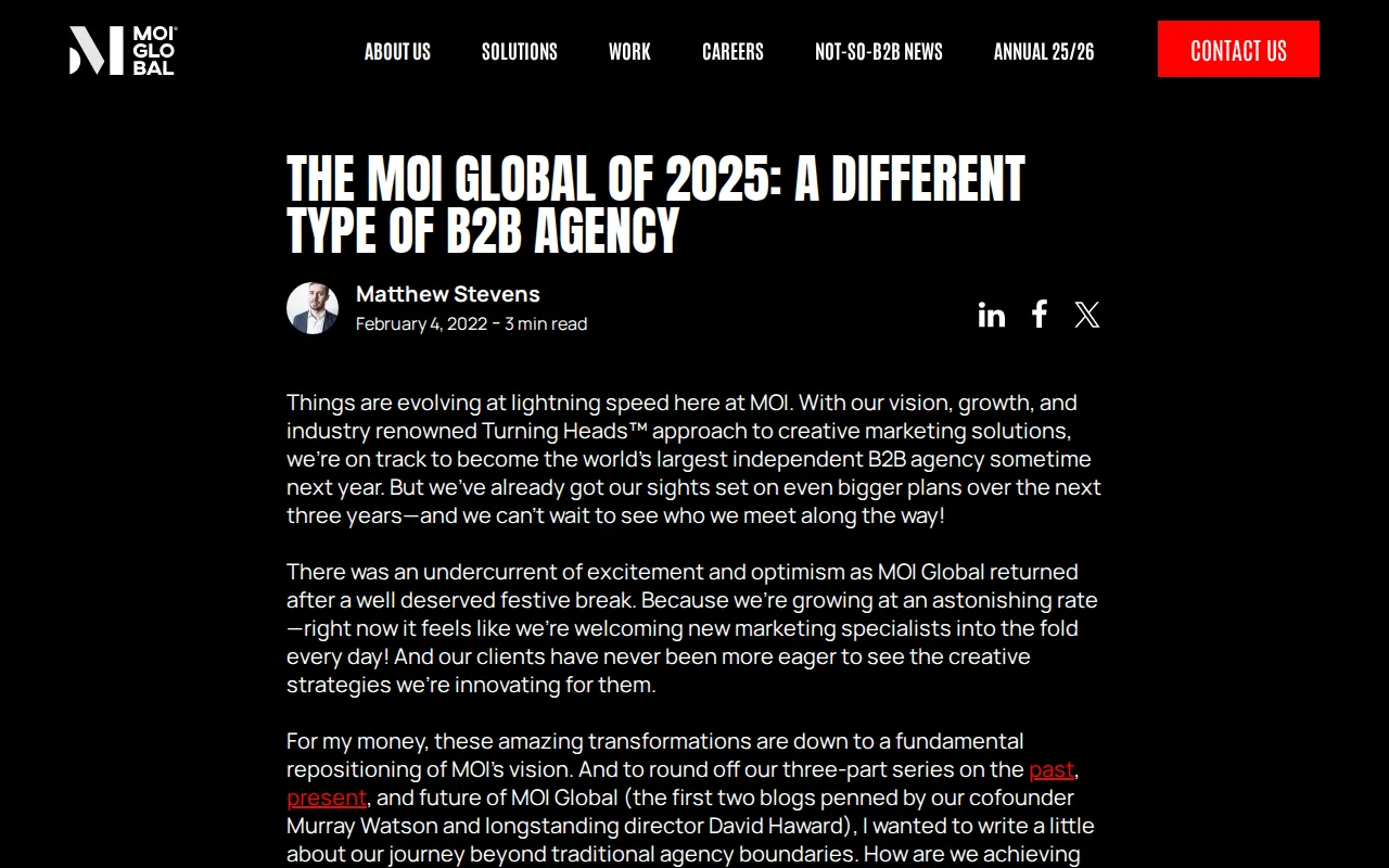 Screenshot of the MOI Global website