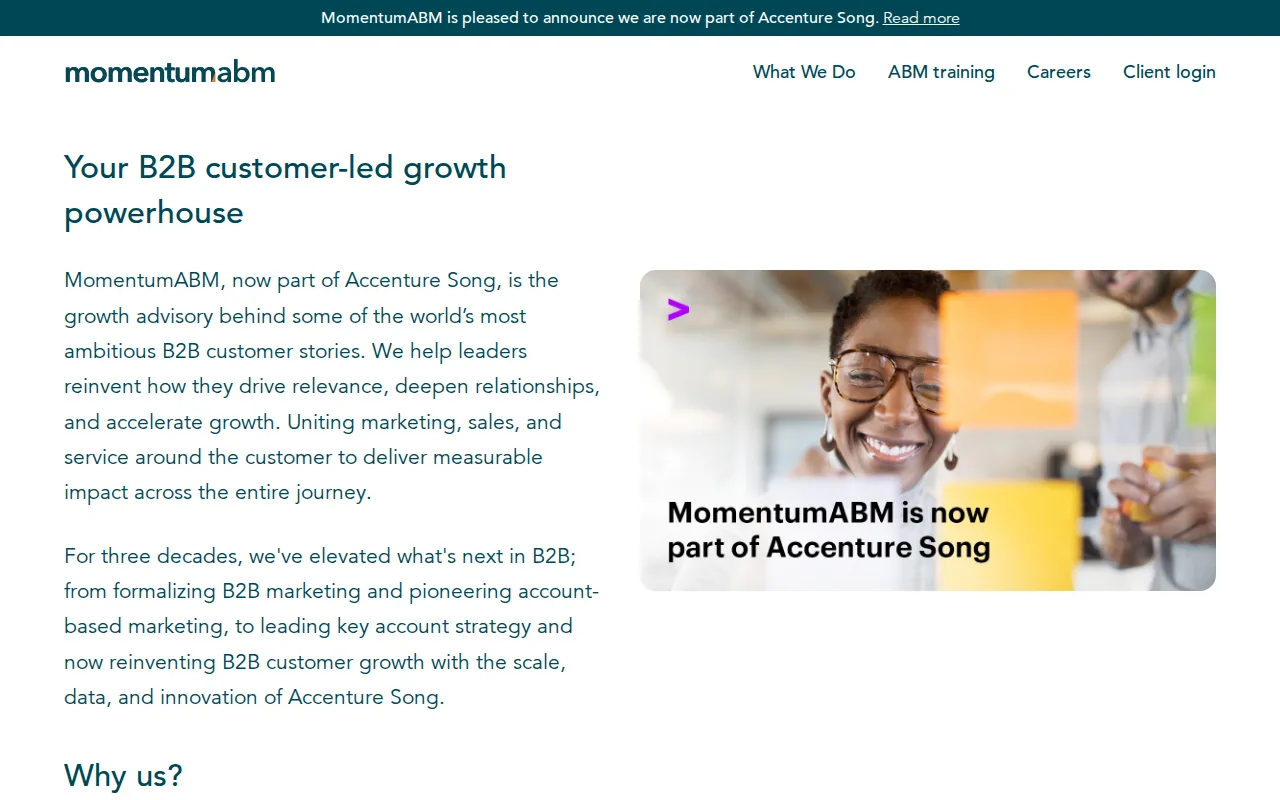 Screenshot of the MomentumABM website