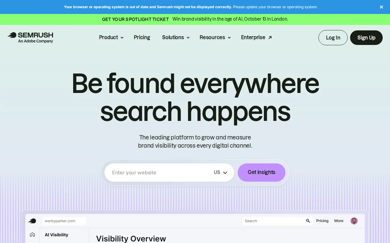 SEMRush: visual reference for 3. SEMRush, Broad SEO workflows for growing teams