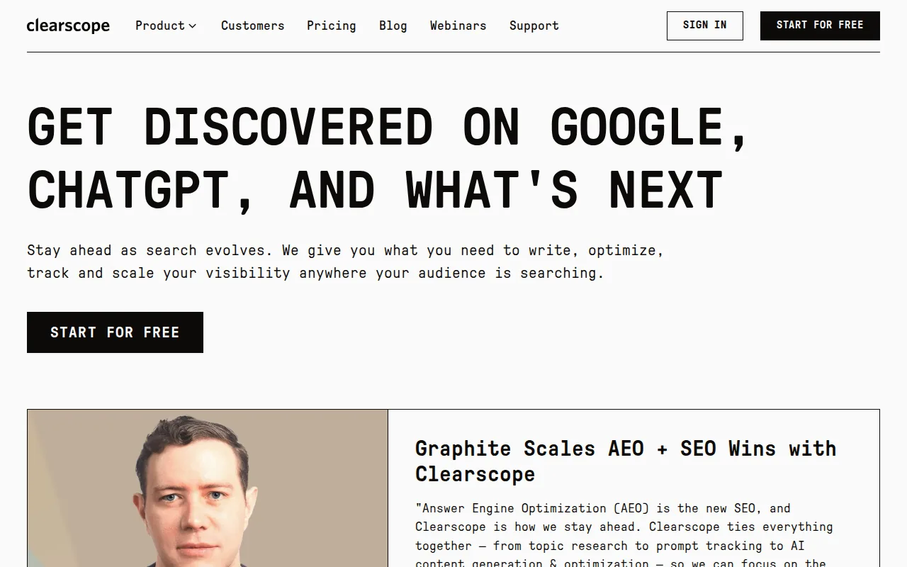 Clearscope: visual reference for 6. Clearscope, NLP content optimization for editorial teams