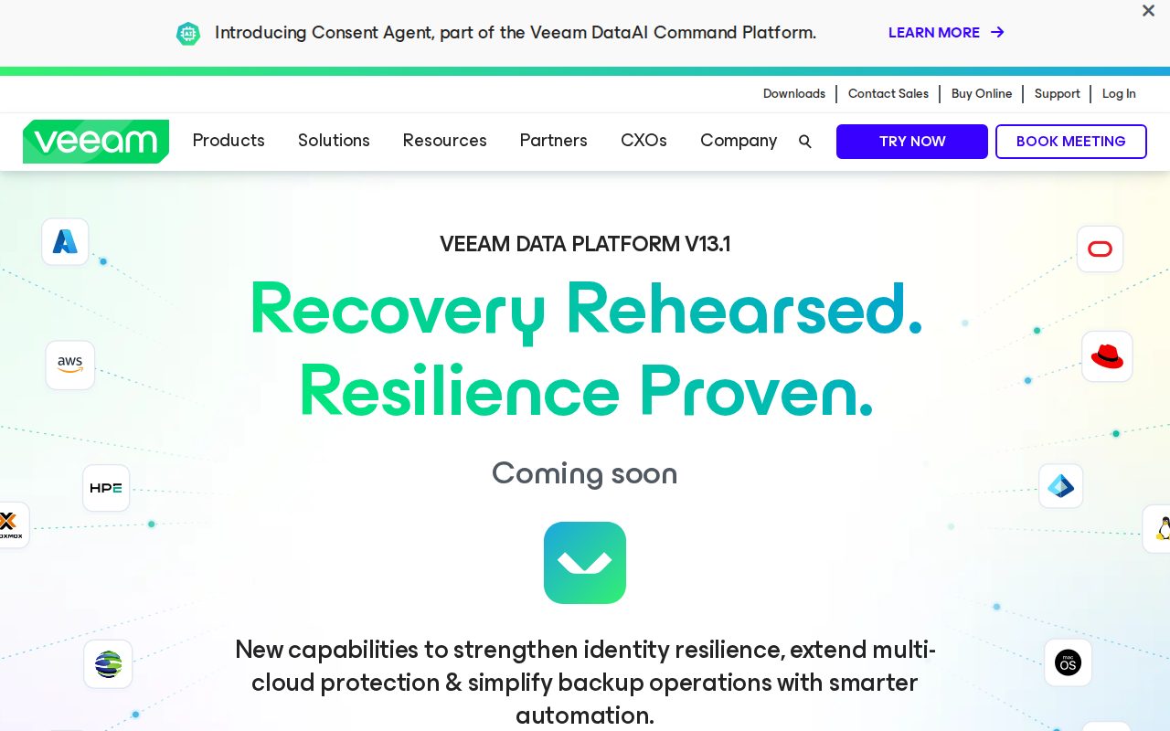 Veeam homepage screenshot