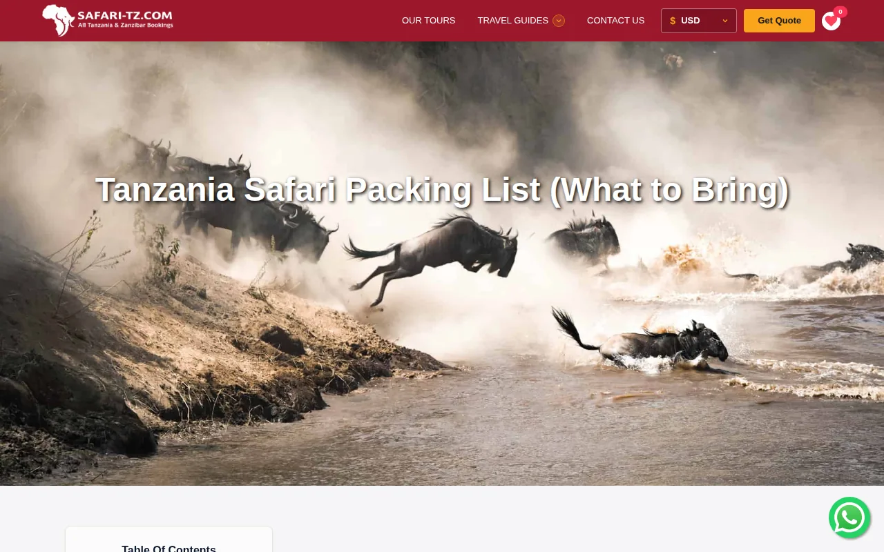Safari TZ: visual reference for 1. Safari TZ – Your Trusted Safari Partner with Expert Gear Advice