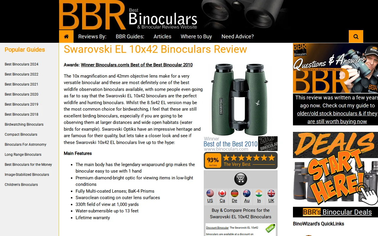 Swarovski EL 10x42: visual reference for 2. Swarovski EL 10x42 – Premium Optics for Serious Safari-Goers