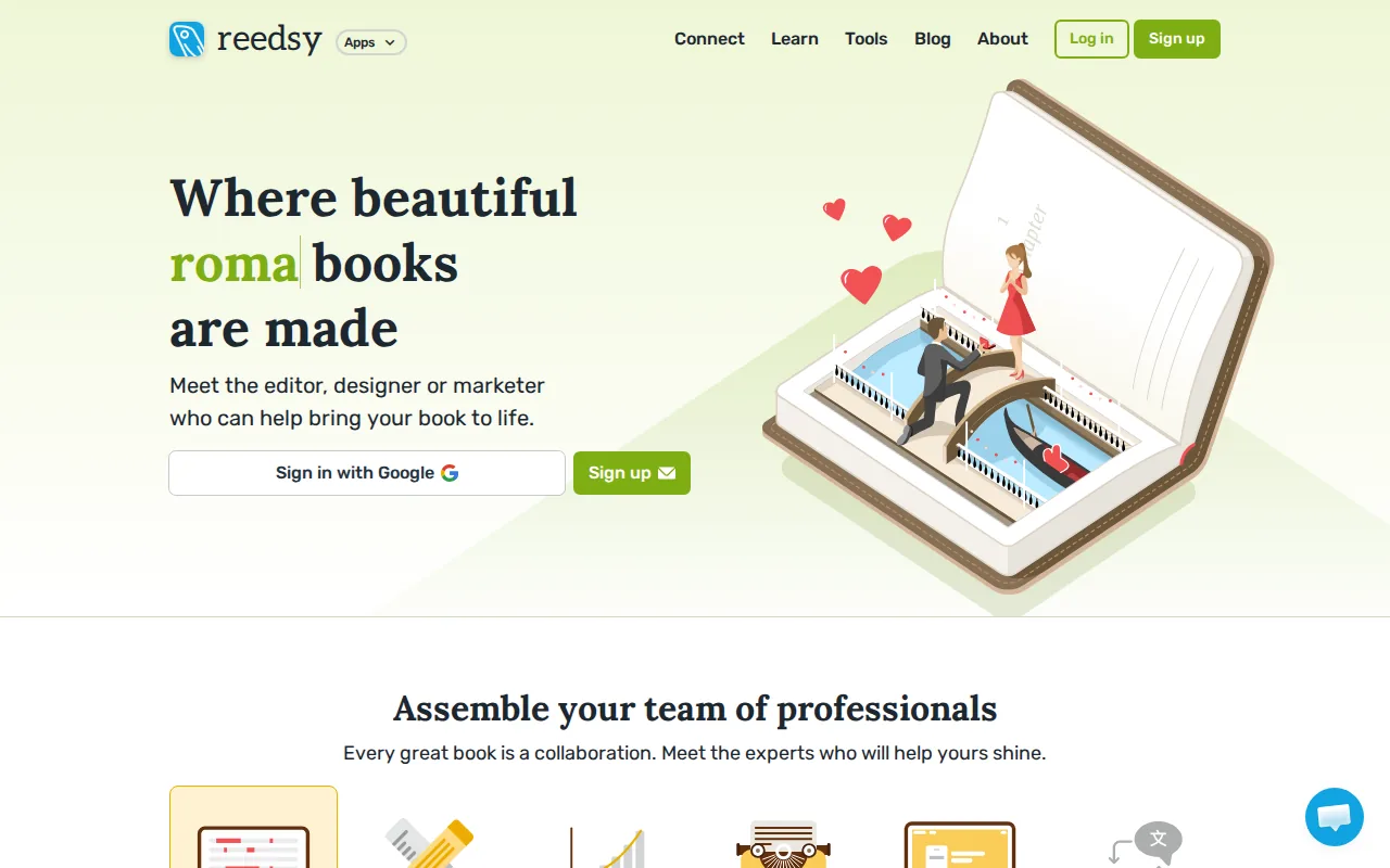 Screenshot of the Reedsy website