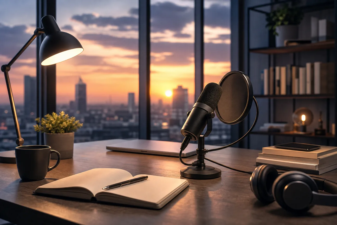 Cinematic photograph of Best Business Podcasts for SaaS Founders