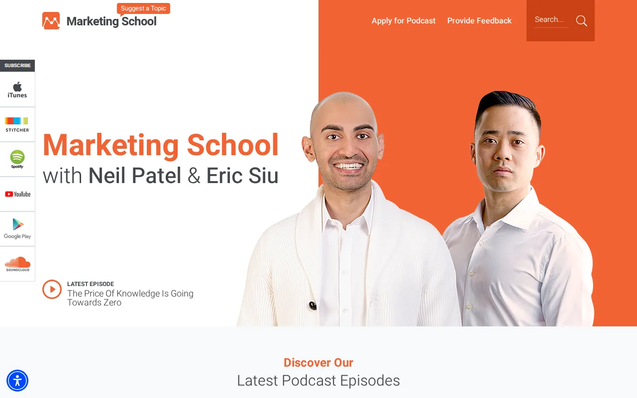 Screenshot of the Marketing School website
